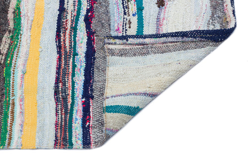 Girit Beige Striped Wool Handmade Area Rug 4'9" x 8'4"