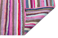 Girit Pink Striped Wool Handmade Area Rug 5'3" x 8'6"