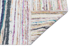 Girit Beige Striped Wool Handmade Area Rug 6'9" x 9'2"