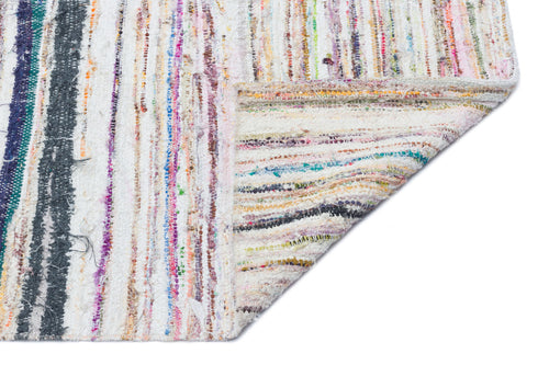 Girit Beige Striped Wool Handmade Area Rug 6'9" x 9'2"