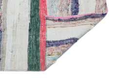 Girit Beige Striped Wool Handmade Area Rug 4'9" x 7'7"