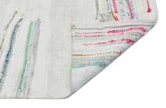 Girit Beige Striped Wool Handmade Area Rug 4'5" x 7'10"