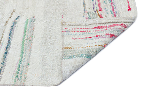 Girit Beige Striped Wool Handmade Area Rug 4'5" x 7'10"