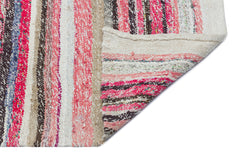 Girit Beige Striped Wool Handmade Area Rug 4'6" x 9'11"