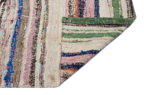 Girit Beige Striped Wool Handmade Area Rug 5'5" x 10'4"