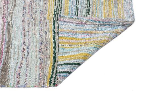 Girit Beige Striped Wool Handmade Area Rug 4'11" x 9'0"