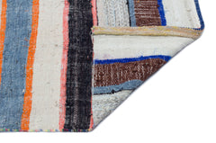 Girit Beige Striped Wool Handmade Area Rug 4'9" x 10'2"