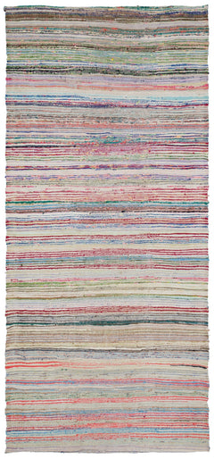 Girit Beige Striped Wool Handmade Area Rug 5'4" x 11'5"