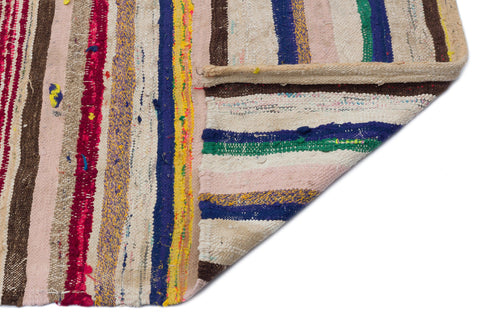 Girit Beige Striped Wool Handmade Area Rug 5'0" x 10'0"