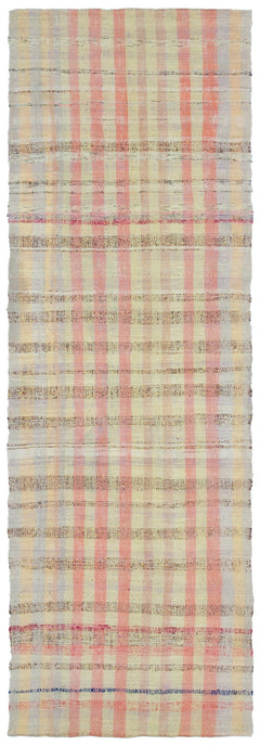 Girit Beige Striped Wool Handmade Area Rug 3'4" x 10'0"