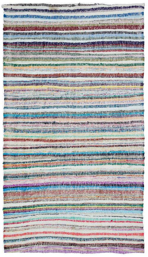 Girit Beige Striped Wool Handmade Area Rug 5'10" x 9'9"