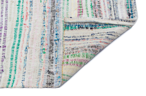 Girit Beige Striped Wool Handmade Area Rug 5'1" x 9'2"