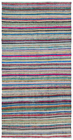 Girit Beige Striped Wool Handmade Area Rug 5'9" x 9'10"