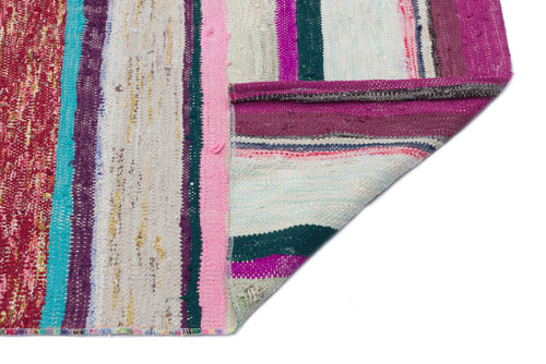 Girit Beige Striped Wool Handmade Area Rug 5'3" x 8'11"