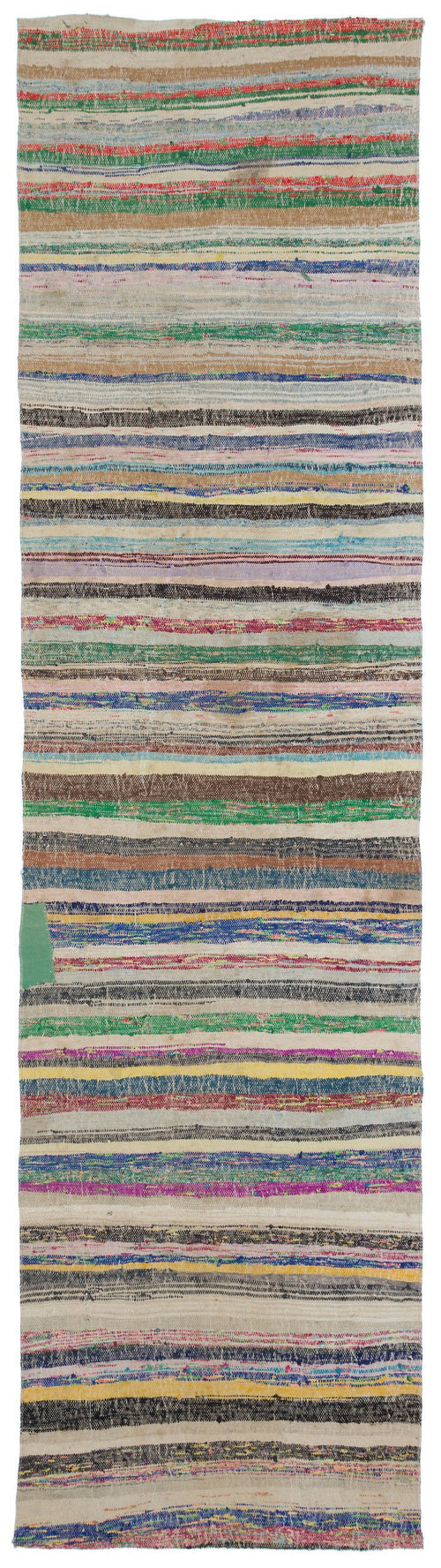 Girit Beige Striped Wool Handmade Area Rug 5'3" x 8'3"