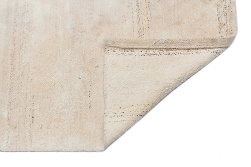 Girit Beige Striped Wool Handmade Area Rug 4'3" x 8'2"