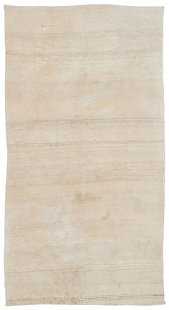 Girit Beige Striped Wool Handmade Area Rug 4'3" x 8'2"