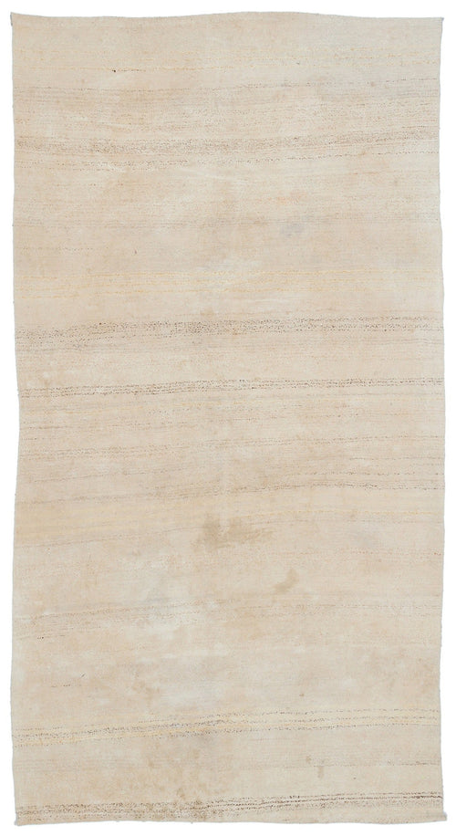 Girit Beige Striped Wool Handmade Area Rug 4'3" x 8'2"