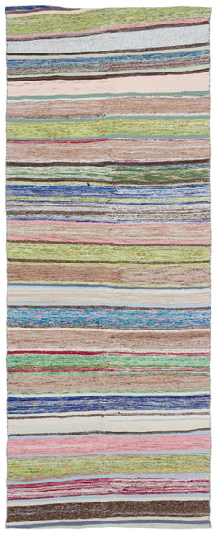 Girit 31737 Beige Striped Wool Handmade Area Rug 5'8" x 9'9"