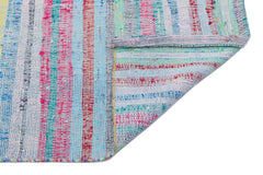 Girit Blue Striped Wool Handmade Area Rug 3'0" x 7'7"