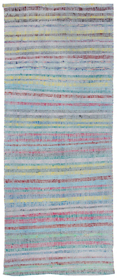 Girit Blue Striped Wool Handmade Area Rug 3'0" x 7'7"