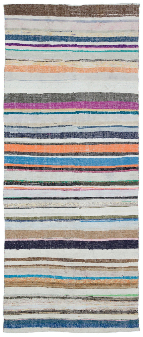 Girit Beige Striped Wool Handmade Area Rug 5'0" x 11'11"