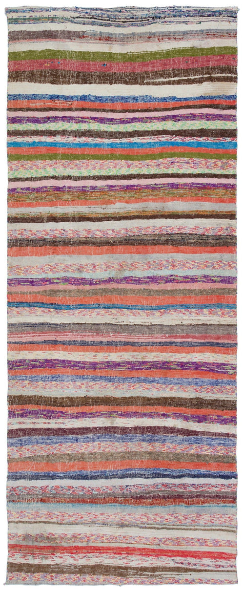 Girit Beige Striped Wool Handmade Area Rug 5'10" x 9'5"