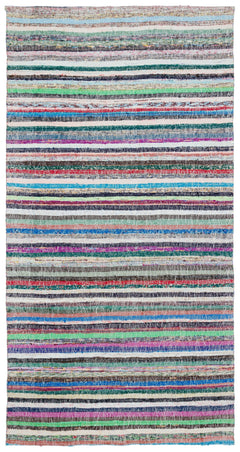 Girit Beige Striped Wool Handmade Area Rug 6'0" x 9'5"