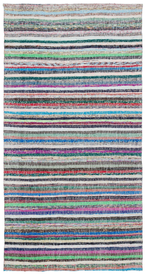 Girit Beige Striped Wool Handmade Area Rug 6'0" x 9'5"