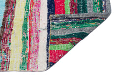 Girit Beige Striped Wool Handmade Area Rug 5'2" x 9'10"