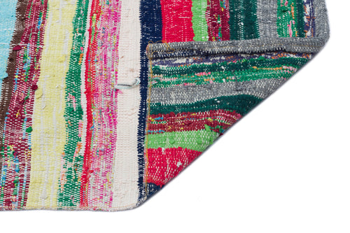 Girit Beige Striped Wool Handmade Area Rug 5'2" x 9'10"