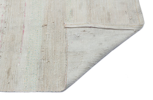 Girit Beige Striped Wool Handmade Area Rug 5'0" x 8'1"