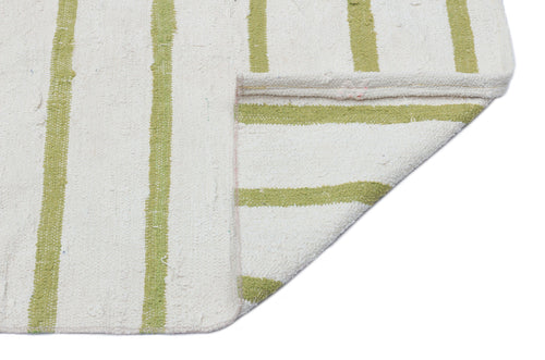 Girit Beige Striped Wool Handmade Area Rug 5'7" x 8'6"