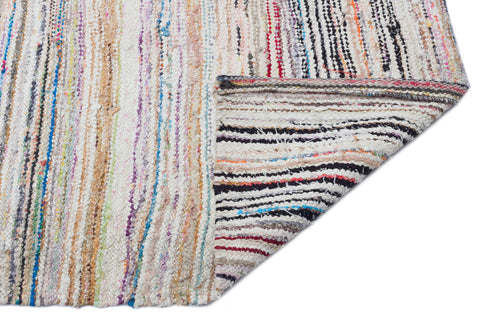 Girit Beige Striped Wool Handmade Area Rug 5'1" x 10'3"