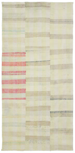 Girit Beige Striped Wool Handmade Area Rug 5'6" x 9'9"