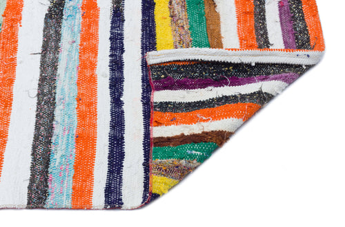 Girit Beige Striped Wool Handmade Area Rug 5'7" x 8'10"