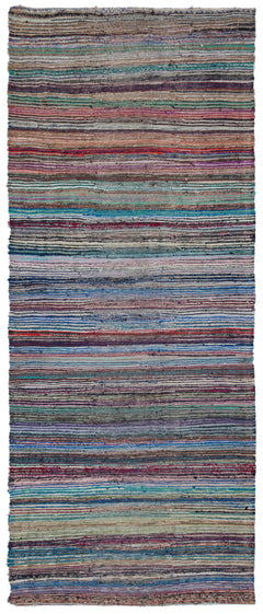 Girit Beige Striped Wool Handmade Area Rug 4'11" x 11'11"