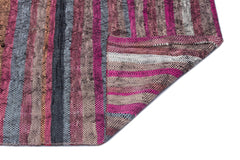 Girit Pink Striped Wool Handmade Area Rug 2'5" x 10'1"