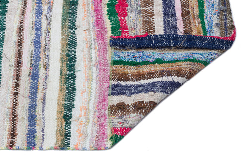 Girit Beige Striped Wool Handmade Area Rug 4'4" x 11'9"