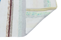 Girit Beige Striped Wool Handmade Area Rug 2'2" x 4'9"