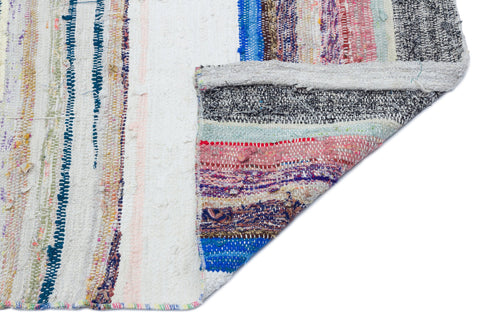 Girit Beige Striped Wool Handmade Area Rug 5'9" x 5'0"