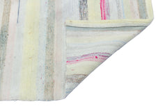 Girit Beige Striped Wool Handmade Area Rug 2'6" x 8'9"