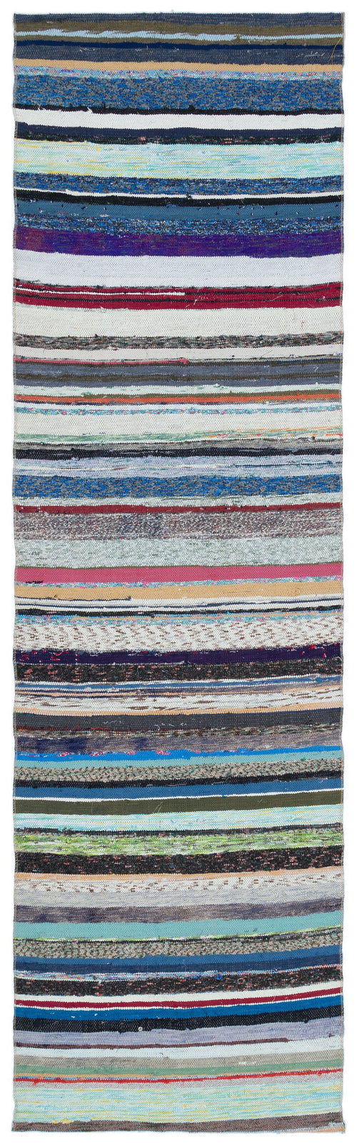 Girit Beige Striped Wool Handmade Area Rug 2'9" x 9'5"