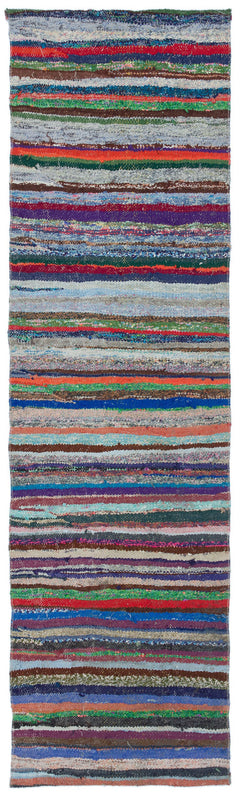 Girit Multy Striped Wool Handmade Area Rug 2'4" x 8'6"