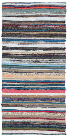 Girit Multy Striped Wool Handmade Area Rug 2'6" x 5'3"