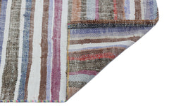 Girit Beige Striped Wool Handmade Area Rug 3'6" x 7'7"