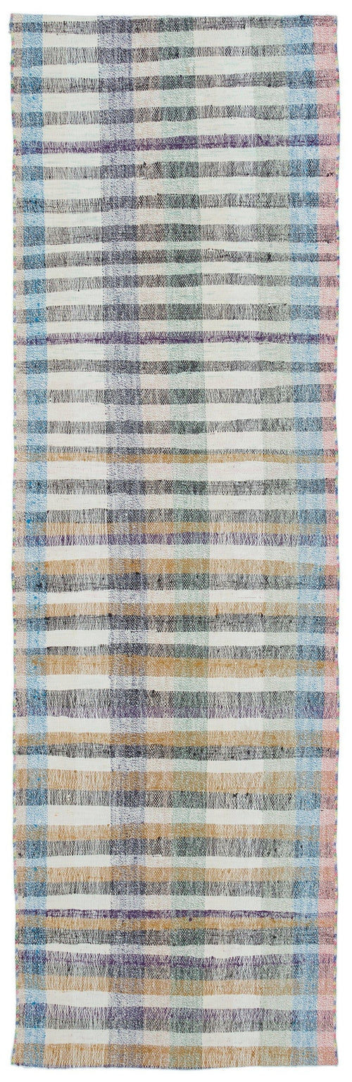 Girit 31822 Beige Striped Wool Handmade Area Rug 2'7" x 8'7"