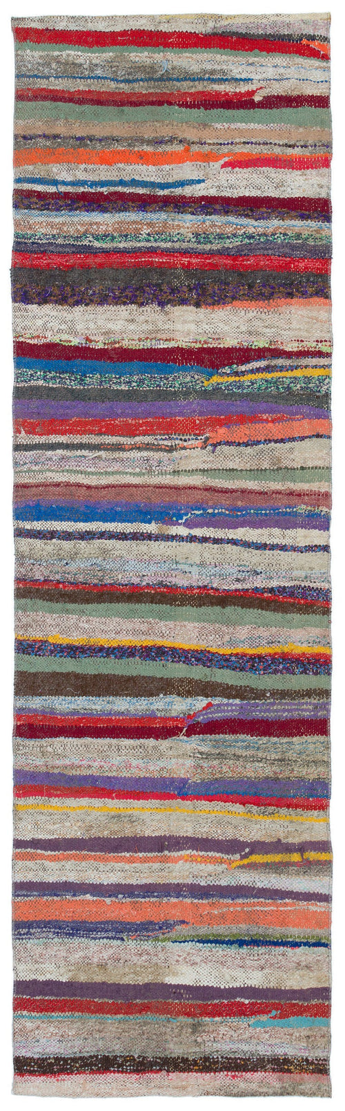 Girit Multy Striped Wool Handmade Area Rug 2'5" x 8'4"