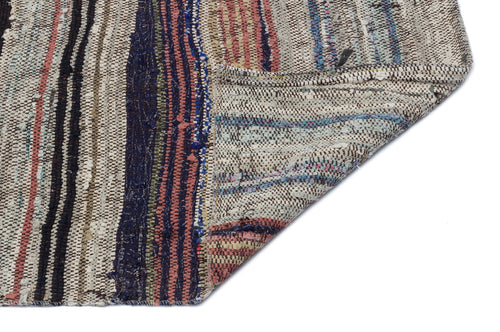 Girit Brown Striped Wool Handmade Area Rug 4'9" x 8'11"