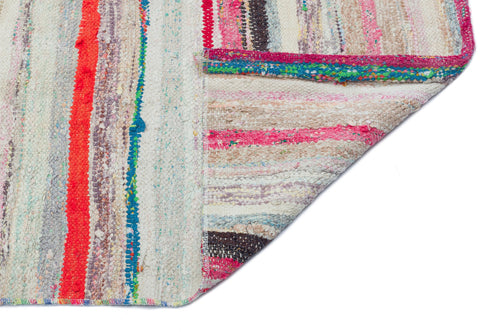 Girit Beige Striped Wool Handmade Area Rug 5'8" x 8'8"